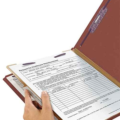 Smead 100% Recycled Pressboard Classification File Folder, 1 Divider, 2" Expansion, Letter Size, Red, 10 per Box (13724)