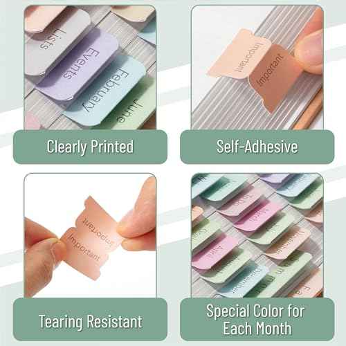 Mr. Pen- Monthly and Seasonal Tabs, 84 pcs, Colorful, Month Tabs for Planners, Journals, and Notebooks