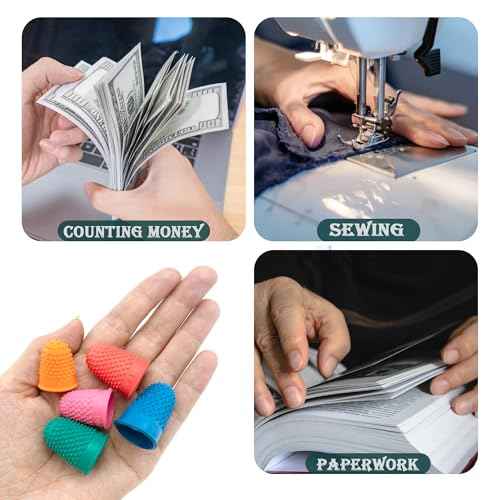 Medsuo 5 PCS Rubber Thimbles for Finger Tips Protection, Small Finger Paper Grip Finger Cover Protector Pad Thimble for Paperwork Money Counting Cutting Knitting Sewing Crafts