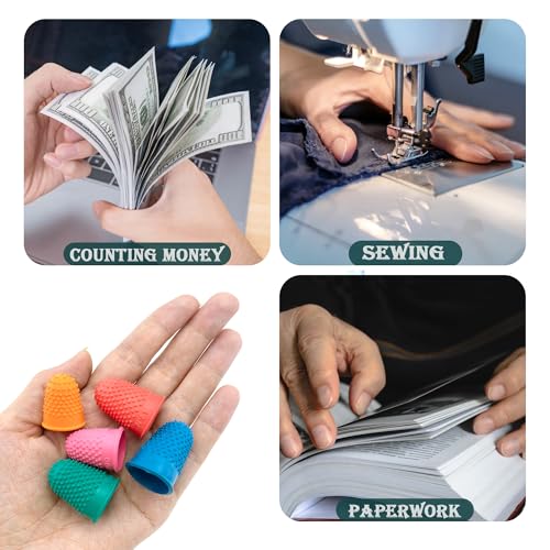 Medsuo 5 Pack Rubber Finger Thimbles for Sewing, Paper Sorting & Crafts