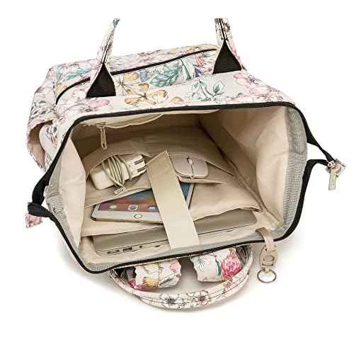 Kinmac Wide Open Style Laptop Backpack for Laptop Up to 15.6 Inch Men Women Travel Outdoor Backpack (Floral)