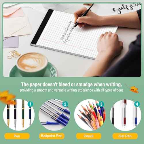 24 Pack Legal Pads 8.5 x 11 Note Pads 8.5 x 11 Inch Notepad 720 Sheets Writing Pads Wide Ruled Lined Paper Pads White Paper Note Pads 8.5 x 11 with 30 Sheets Per Legal Pad for School, Office, Home