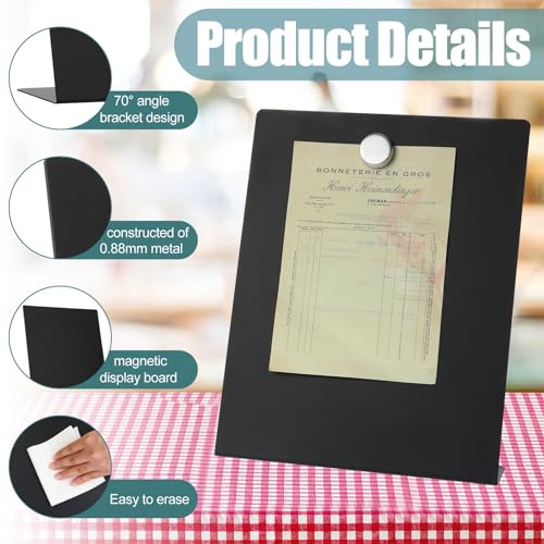 Fainne Magnetic Bulletin Board with Easel Stand Mini Black Magnet Metal Tabletop Memo Display Board for Back to School Menu Table Home Kitchen Office Supplies(11 x 8.5 Inches,4 Pcs)