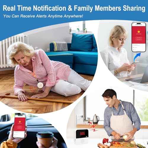 VOCA Smart WiFi Wireless SOS Pager | Caregiver Call System with Panic Button & Emergency Alarm | for Elderly, Seniors, Patients & Disabled | Includes 1 Receiver + 2 Call Buttons