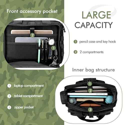 Tactical Messenger Bag for Men Multifunctional Tactical Briefcase Men's Military Laptop Work Bag for Business Teacher