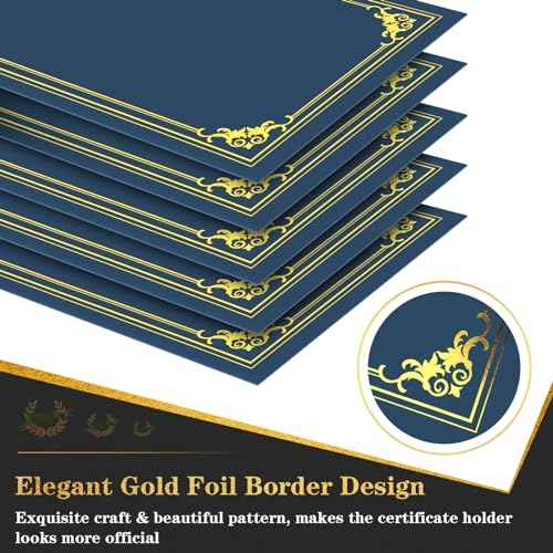30 Packs Certificate Holders, Navy Blue Certificate Covers, Diploma Holders, Certificate Folders with Gold Foil Border for Letter Size 8.5" x 11" Certificates, Diploma, Documents, Award Cover