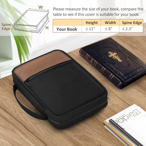FINPAC Bible Cover with Handle - Waterproof Book Case in Black & Brown