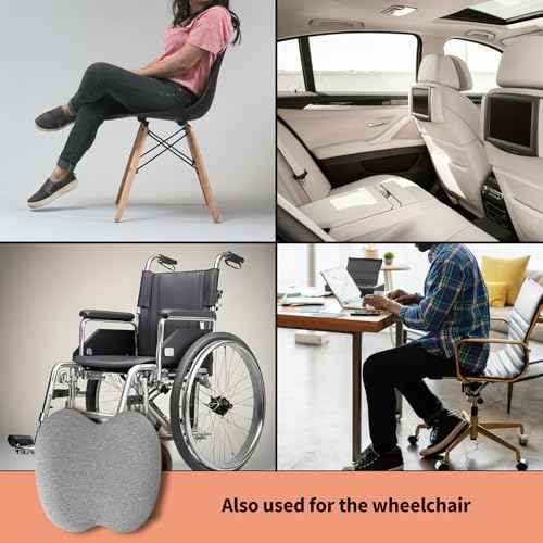 Ergonomic Seat Cushion with Memory Foam & Non-Slip Straps - Breathable Cover for Office Chair, Car, Travel - Lightweight Back Support