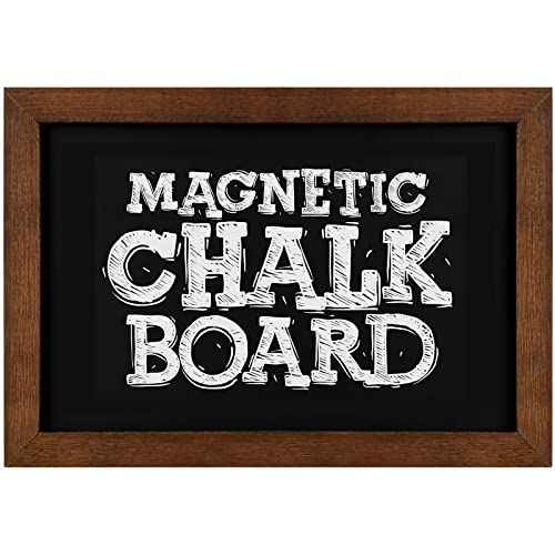 TORASO Chalkboard, Wood Frame Magnetic Chalkboard Sign, Rustic Walnut Wood Framed Chalk Board for Wedding, Kitchen, Bar, Restaurant, Menu & Home Decor, Hanging Chalkboards, 8.7" x 12.6"(BN-2232)