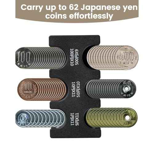 Japanese Coin Holder with Coin Sorter and PVC Pack - Large Capacity Change Holder for Japanese Yen Coins - Change Organizer for Coins - Durable Yen Organizer, Dispenser for Travel