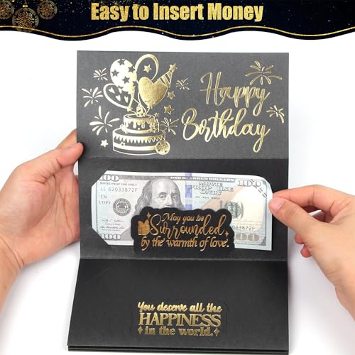Black Birthday Money Envelope for Cash Gifts - Surprise Gift Card Holder