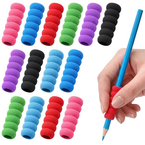 Fampery 14-Pack Kids Pencil Grips - Colorful Foam Handwriting Support