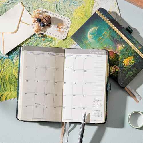2026-2028 Pocket Planner/Calendar - 3 Year Monthly Planner 2026-2028, Jan 2026 - Dec 2028(36 Months), 6.2" x 4", Monthly Planners, Pocket Calendar with Inner Pockets, Pen Holder & Elastic Closure - Dreaming Moon