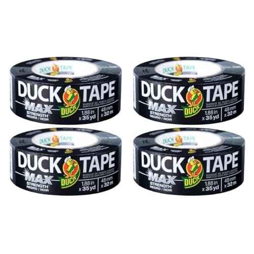 Duck Brand Max Strength Duct Tape, Black, 4 Rolls, 1.88 Inch x 35 Yards Each, 240867