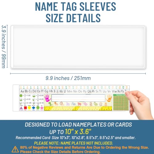 30 Pcs Self-Adhesive Nameplate Pockets 9.9 x 3.9 Inches Thick PVC Clear Desk Name Tag Holders for Classroom & Office