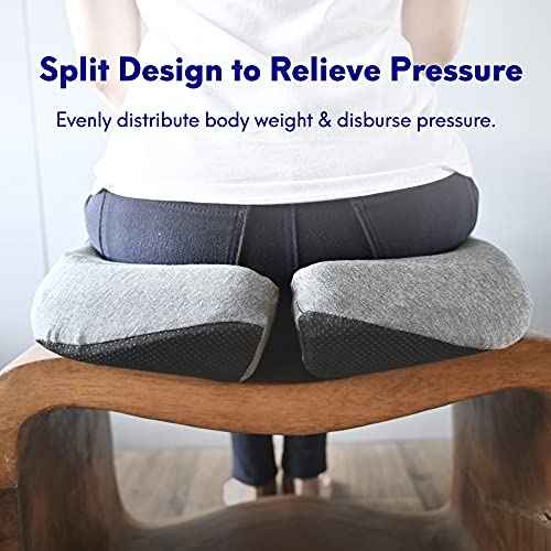 Cushion Lab Patented Pressure Relief Seat Cushion for Long Sitting Hours on Office & Home Chair - Extra-Dense Memory Foam for Soft Support. Car Pad for Hip, Tailbone, Coccyx, Sciatica - Black