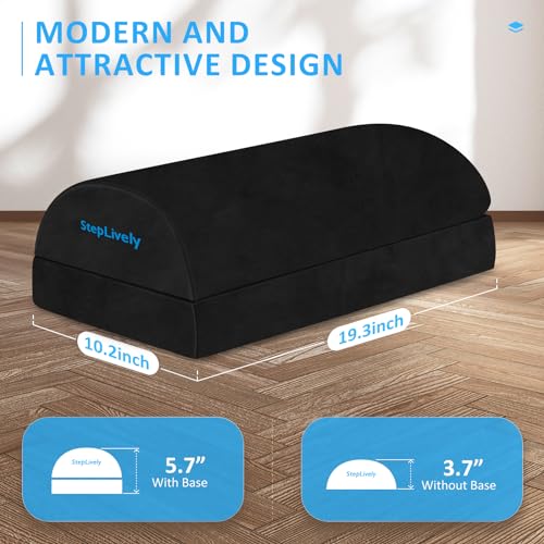 StepLively Foot Rest for Under Desk at Work, Comfortable Foot Stool with 2 Adjustable Heights, Footrest with Washable Cover, for Back & Hip Pain Relief, Suitable for Office, Home, Car, Black, X-Large