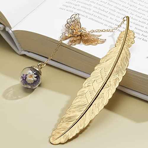 Metal Butterfly Feather Bookmark Birthday Gifts Teachers Christmas Gifts for Women Christmas Stocking Stuffers Valentine's Day Teacher Gifts Bookmarks for Women Girls Readers Book Lovers