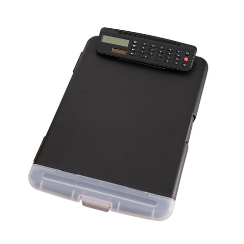 Clipboard with Storage and Calculator, 9.84x14.37in File Folder Plastics Storage Clipboard, Large Capacity Letter Size Side Opening Nursing Slimcase with Pen Holder|Smooth Writing Office Supply