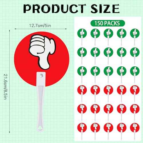 Macarrie 150 Pack Thumbs up Thumbs Down Classroom Voting Paddles Handy Teacher Classroom Event Supplies Plastic Sign Green Red Yes or No Paddles True False Sign for School Student