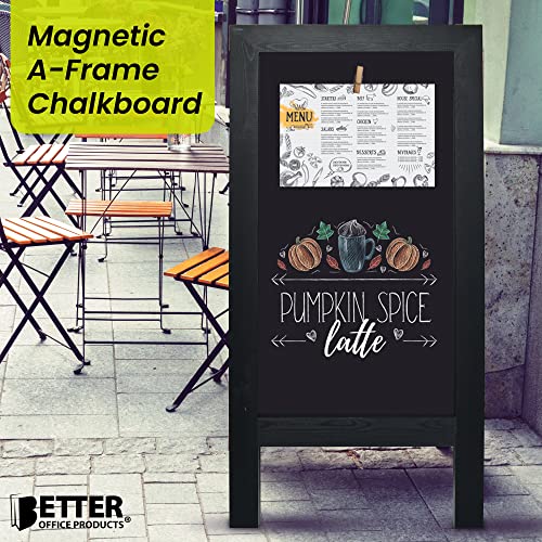 Better Office Products Black Magnetic A-Frame Chalkboard Sign 20x40 Outdoor Sidewalk Display