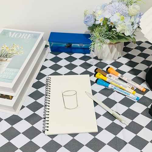 DSTELIN Blank Spiral Notebook, 2-Pack, Soft Cover, Sketch book, 100 Pages / 50 Sheets, 7.5 inch x 5.1 inch, 100GSM, (Black)