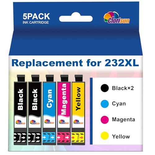 232 232XL Ink Cartridges Combo Pack Remanufactured Compatible for 232XL Ink Cartridges XP-4200 Printer Ink XP-4205 WF-2930 WF-2950 Printer (2 Black 1 Cyan 1 Magenta 1 Yellow, 5 Pack)