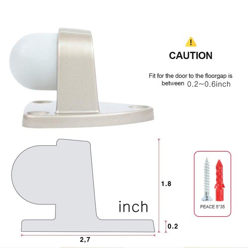 CG PLUS Floor Door Stopper with Rubber pad 2pack, Circle Shaped Door Stopper, Protecting Wall (2.7inch x 15pack, Satin Nickel)