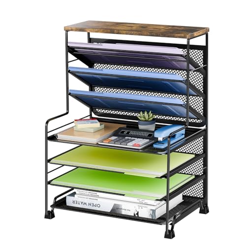8-Tier Desk File Organizer for Office Home School Storage Black