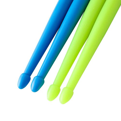 Ubblove Nylon Drumsticks 5A 2 pair with ANTI-SLIP Handles for Drum Light Durable Plastic Exercise 2 Pair Drum Sticks for Kids Adults Musical Instrument Percussion Accessories (Blue and Green)