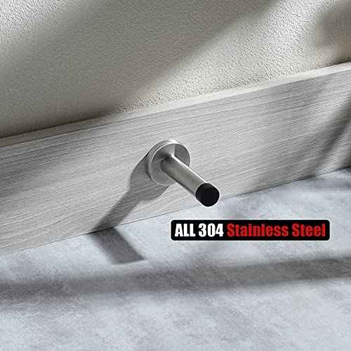 JQK Door Stopper, 304 Stainless Steel Thicken 1mm Sound Dampening Door Stop Bumper Wall Protetor 8 Pack, Brushed, DSB5-BN-P8
