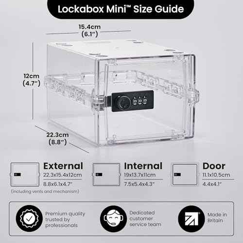 Lockabox Mini¢â | Small Lock Box with Combination Lock (Half Letter Sized) | Mini Lockable Box for Small Medicines, Snacks & Mobile Phones | External Size 8.8 x 6.1 x 4.7 Inches (Crystal)