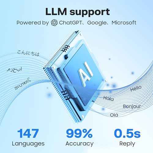 AI Translation Earbuds Real Time, 147 Languages Smart OWS Bluetooth Earbuds Translator, Audifonos Traductores Ingl?s Espa?ol, Translator Device for Business, Travel and Study, with ChatGPT, Black