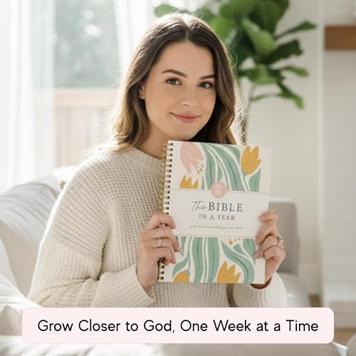 Floral Spiral Bible in a Year Study Guide, 52-Week Christian Devotional