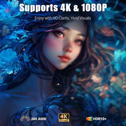 [Smart Projector with Apps] 4K Supported Mini Projector with Wifi and Bluetooth, XENPONAD Movie Projector for Bedroom Celling Camping & Outdoor Use, Portable Projector with Speaker, Auto Keystone