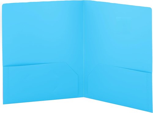 Enday Heavy Duty Poly Portfolio Folder - 2 Pocket Letter Size in Blue | Durable School File Organizer