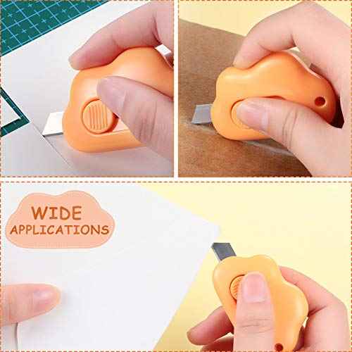 Zonon 6 Pieces Mini Cloud Letter Opener Retractable, Small Cute Box Cutter Keychain, Tiny Utility Retractable Knives Letter Opener for Envelope Package Carton Portable Key Chain Hole Slitter School