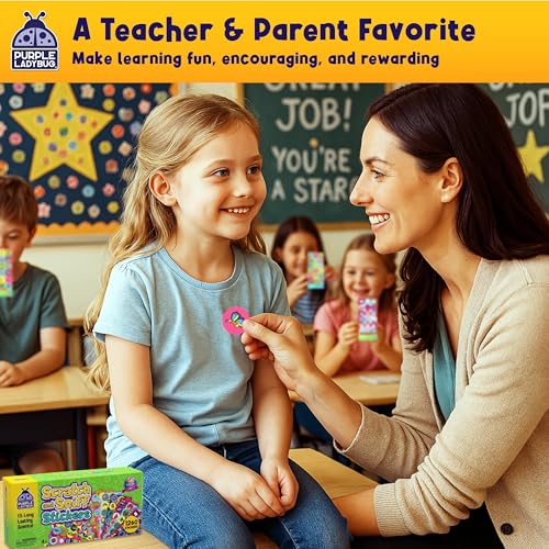 Purple Ladybug Scented Stickers - 15 Scents, 1260 Scratch and Sniff Kids' Stickers - Educational Rewards & Toys