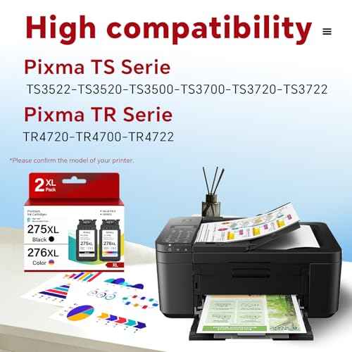 275 and 276 Ink Cartridges Combo Pack Replacement for Canon Ink 275 276 Compatible with Pixma TR4720 Series TR4700 TR4722 TS3520 Series TS3522 TS3500 TS3700 TS3720 TS3722 Printer (PG-275XL / CL-276XL)