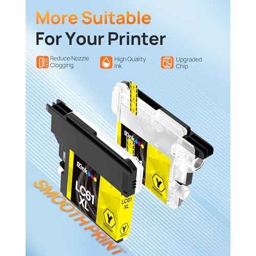 E-Z Ink Compatible Ink Cartridges Replacement for LC61 LC65 LC61Y to use with MFC-490CW MFC-495CW MFC-6490CW MFC-6890CDW (1 Yellow)