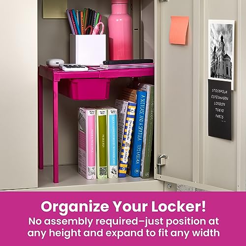LockerMate Adjust-A-Shelf Locker Shelf & Organizer, Extends to Fit