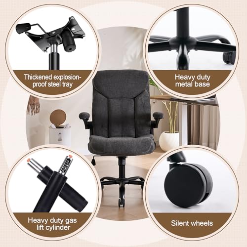 JOYNET Grey Executive Fabric Office Desk Chair — Ergonomic Study & Work Chair