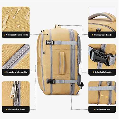 Maelstrom 40-50L Carry on Backpack,Large Travel Backpack for Men Women,17.3 Inch TSA Flight Approved Laptop Backpack with Hidden Shoe Bag, Expandable Suitcase Backpacks,father day gifts-Yellow