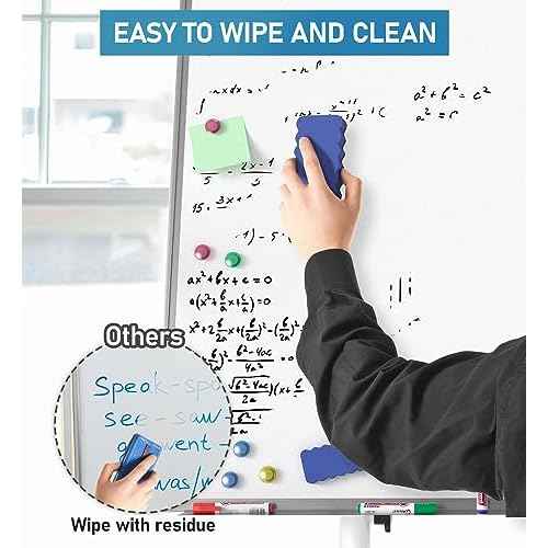 Nicpro Mobile Whiteboard 36"x 24" Magnetic Dry Erase Board, Height Adjustable Standing Easel With 5 Wheels, Flipchart Hooks, Rolling for Office Home or Classroom Teaching