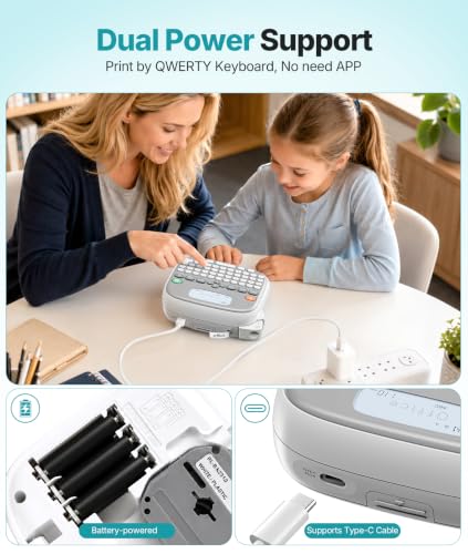 White Portable Rongta TM95 Label Maker with QWERTY Keyboard - 12mm