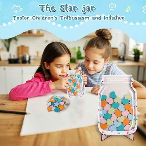 2 Pack Magnetic Reward Jar with Star & Heart, Star Jar Reward System for Kids, Reward Home Kids Incentive Good Home Training for Boys Girls