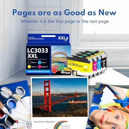 LC3033XXL Ink Cartridges Super High Yield Compatible with MFC-J995DW MFC-J805DW MFC-J815DW J995DWXL J805DWXL J815DWXL Printer Replacement for Brother LC3033 XXL LC3033 Ink Cartridge (4 Pack)