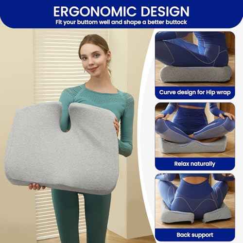 Extra Large Memory Seat Cushion,Multifunctional for Office or Driving Use,Back and Tailbone Relief,for Car, Travel, Office, Wheelchair(21.5 * 17.7 * 4 inches)