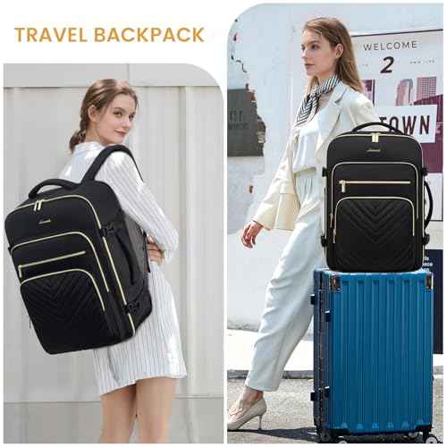 LOVEVOOK Large Travel Backpack for Women, Carry On Bag Flight Approved, 50L TSA Personal Item Travel Bag with 3 Packing Cubes, Waterproof 18 Inch Laptop Hiking Casual Backpack