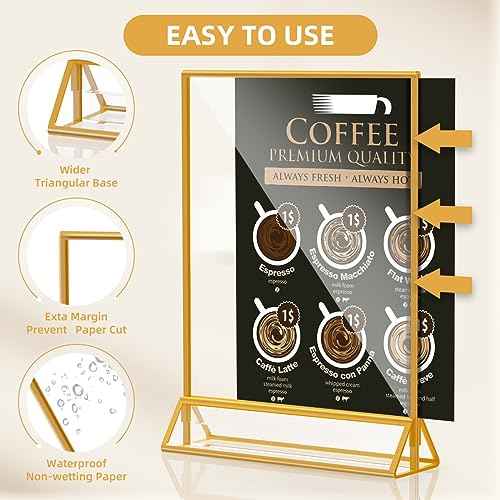 Acrylic Sign Holder 8.5x11 Clear Acrylic Frames Display Stand Double Sided Table Menu Holders for Wedding Table Numbers Restaurant Photos£¨8 pcs£©